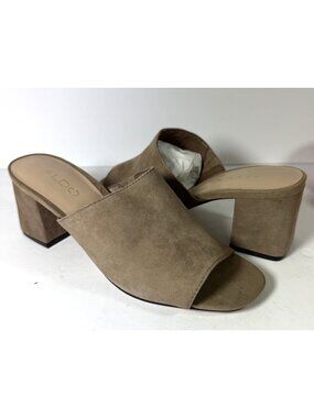New ALDO Faux Suede Leather Block Heeled Open Toe Sandals Brown